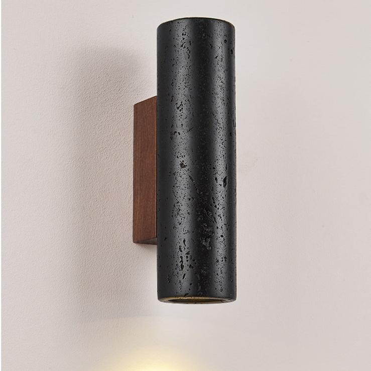 Applique da parete moderno minimalista in tubo di travertino nero LED 1 luce