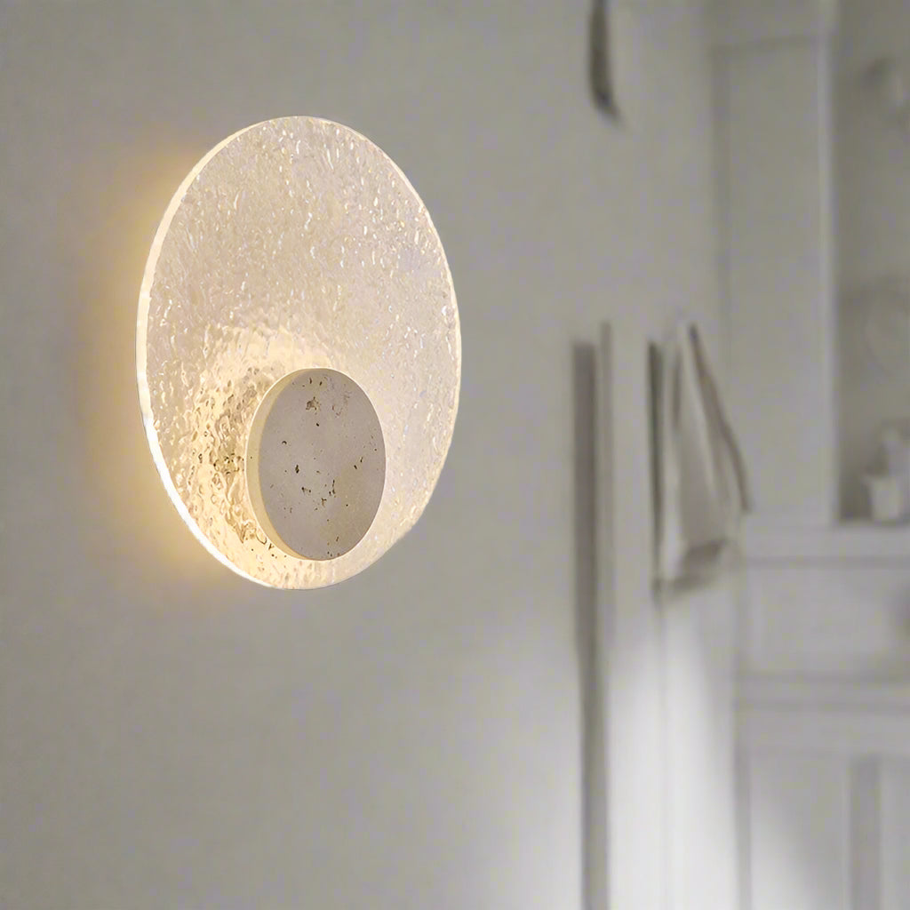 Moderne Travertin Acryl runde LED-Wandleuchte 1-flammig