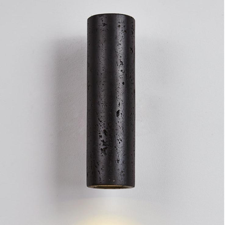 Applique da parete moderno minimalista in tubo di travertino nero LED 1 luce