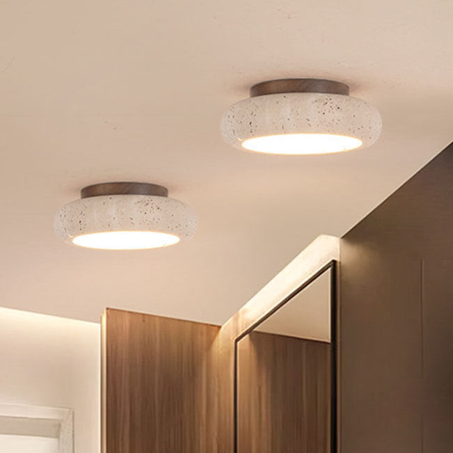 Retro Travertin runde LED-Deckenleuchte 1-flammig
