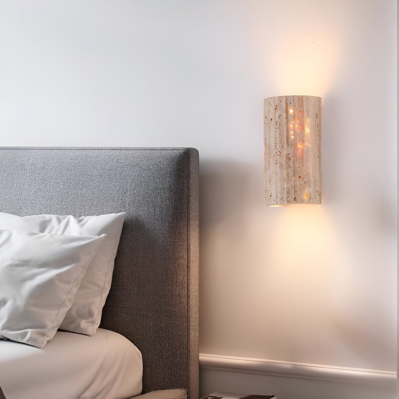 Luz de pared exterior cilíndrica moderna de piedra travertino LED de 1 luz