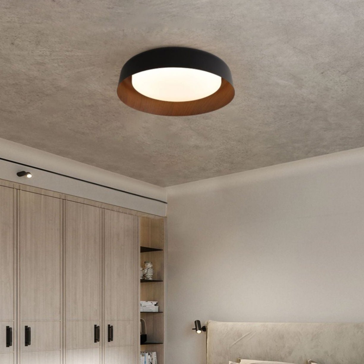 Lampada da soffitto rotonda in legno Wabi-Sabi LED 1 luce