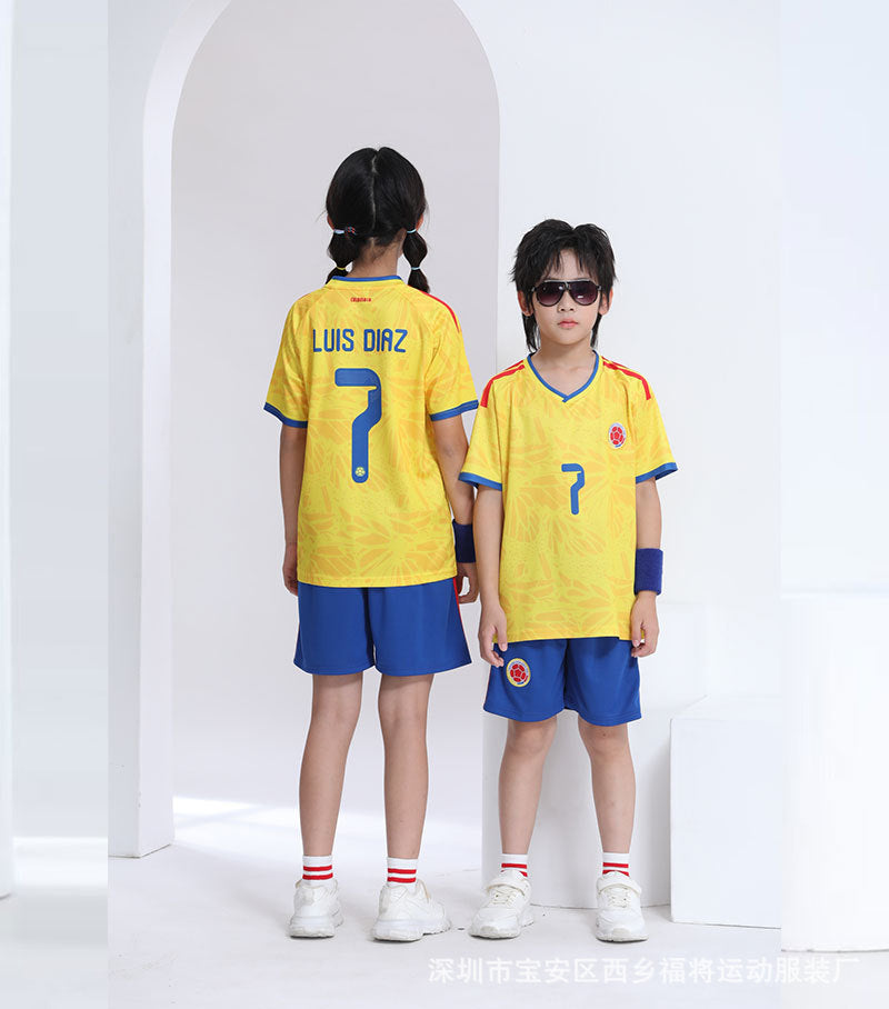 Conjunto de Camiseta y Pantalones Cortos de Fútbol para Niños Colombia – Luis Díaz
