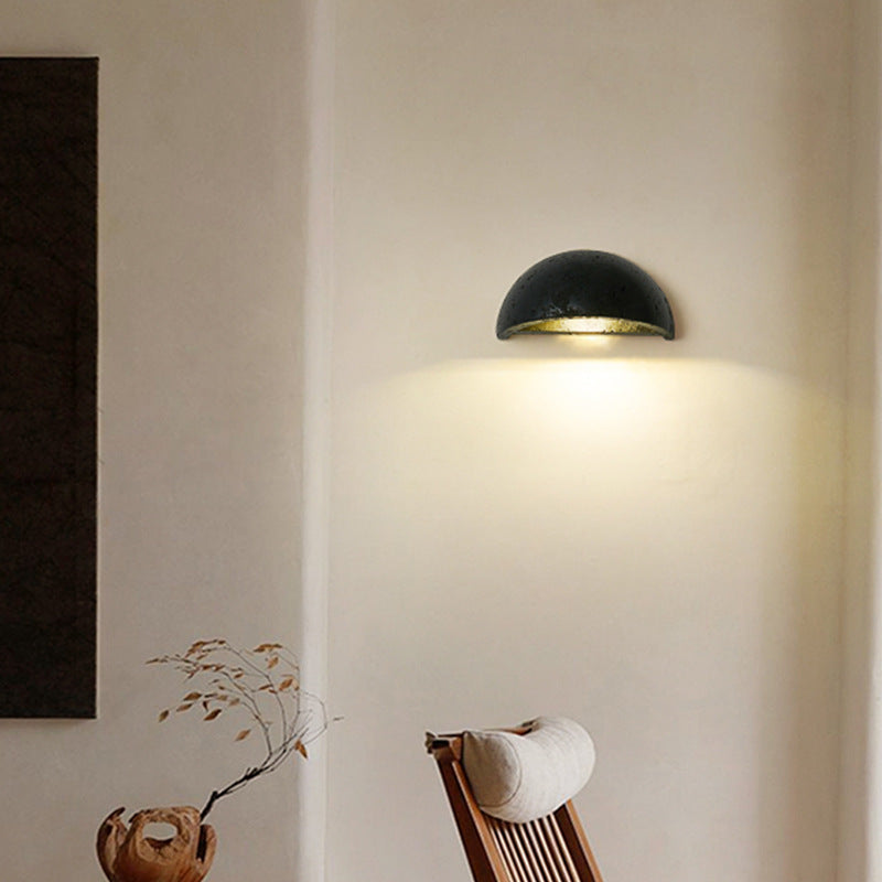 Wabi-Sabi Travertin halbkreisförmiger Wandleuchter LED 1-Flammig