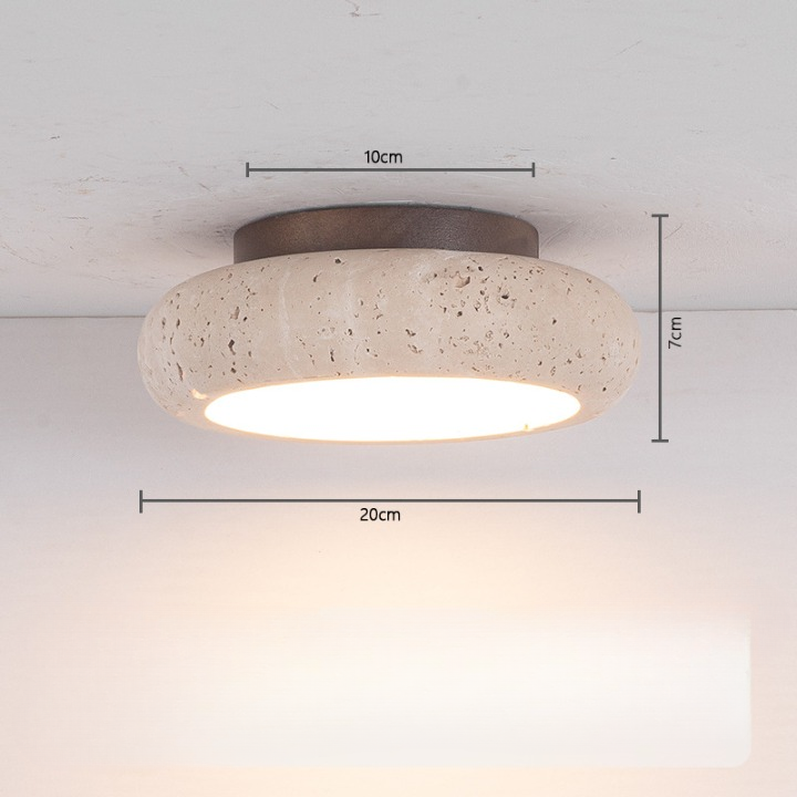 Retro Travertin runde LED-Deckenleuchte 1-flammig