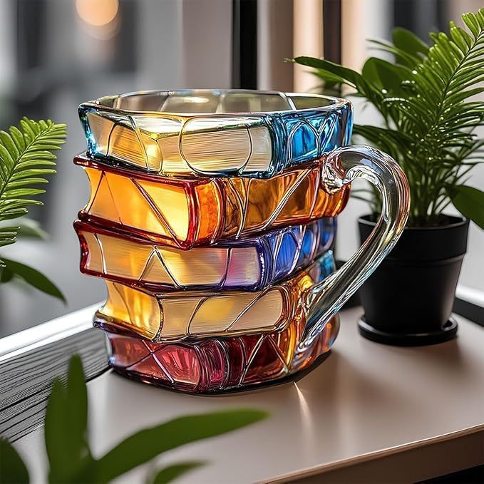Handbemalte Buch-Tasse | Kreative 3D Roman-inspirierte Kaffeetasse