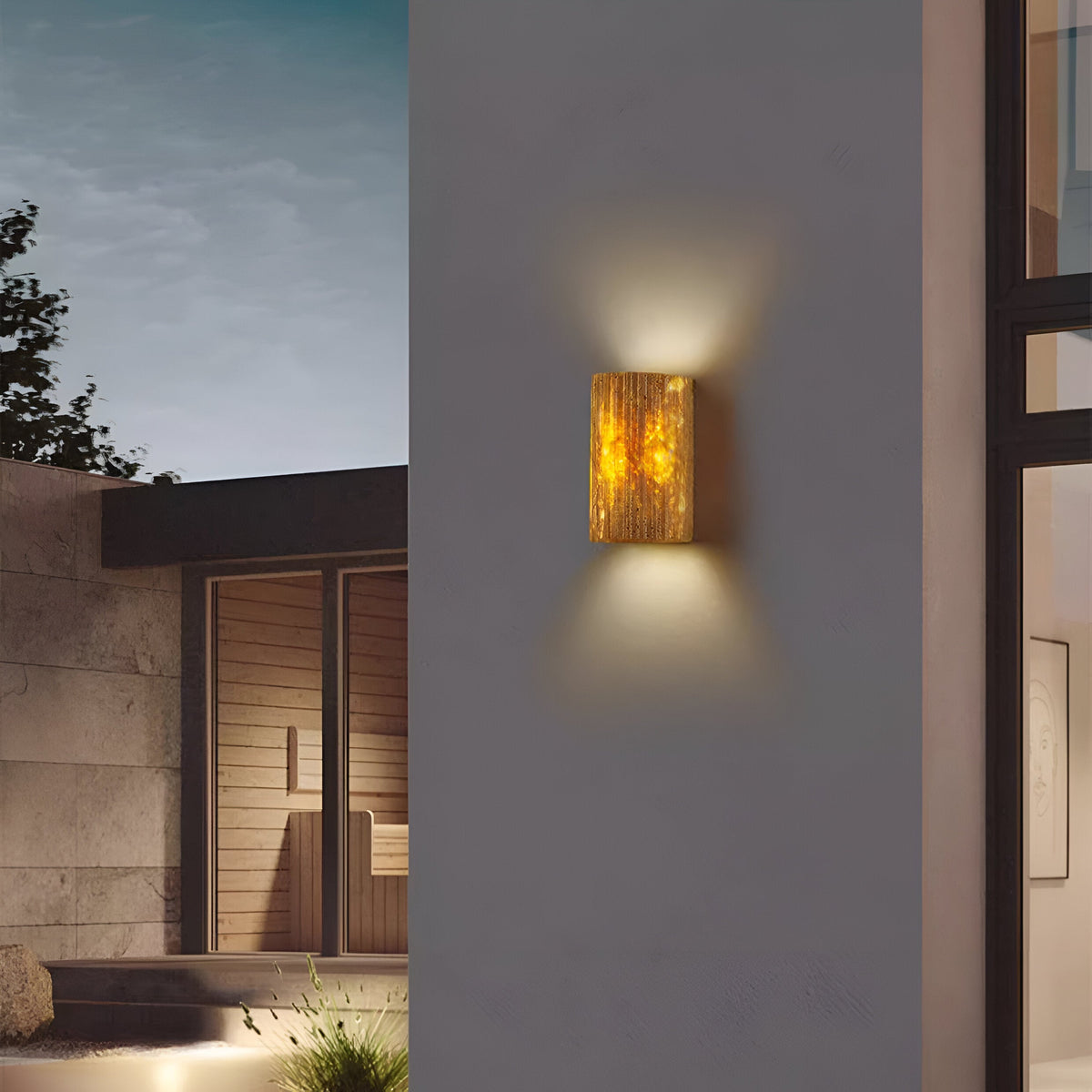 Luz de pared exterior cilíndrica moderna de piedra travertino LED de 1 luz