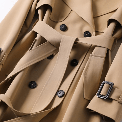 Vintage Trendy Dames Trenchcoat Tijdloze Look met Elegante Uitstraling