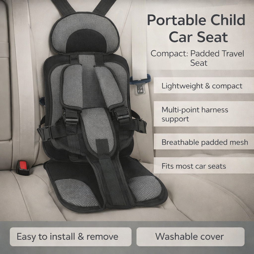 Portable Child Car Seat | Compact, Padded Travel Seat
