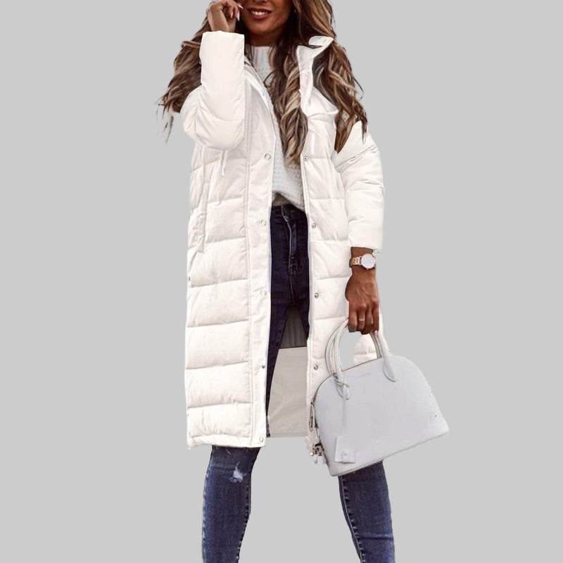 Damen Stepp-Lange Kapuzenjacke