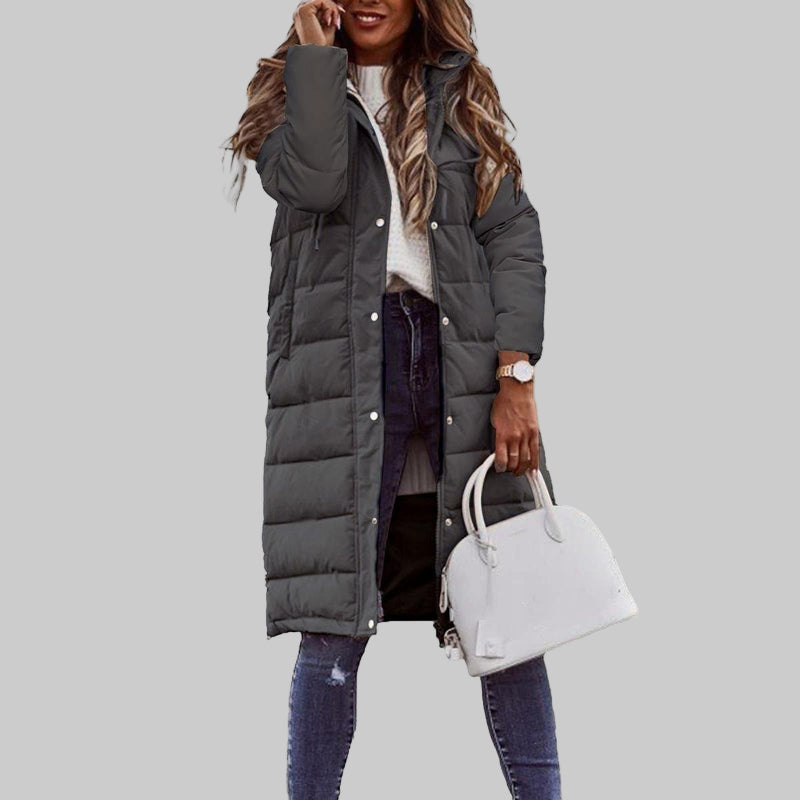 Damen Stepp-Lange Kapuzenjacke