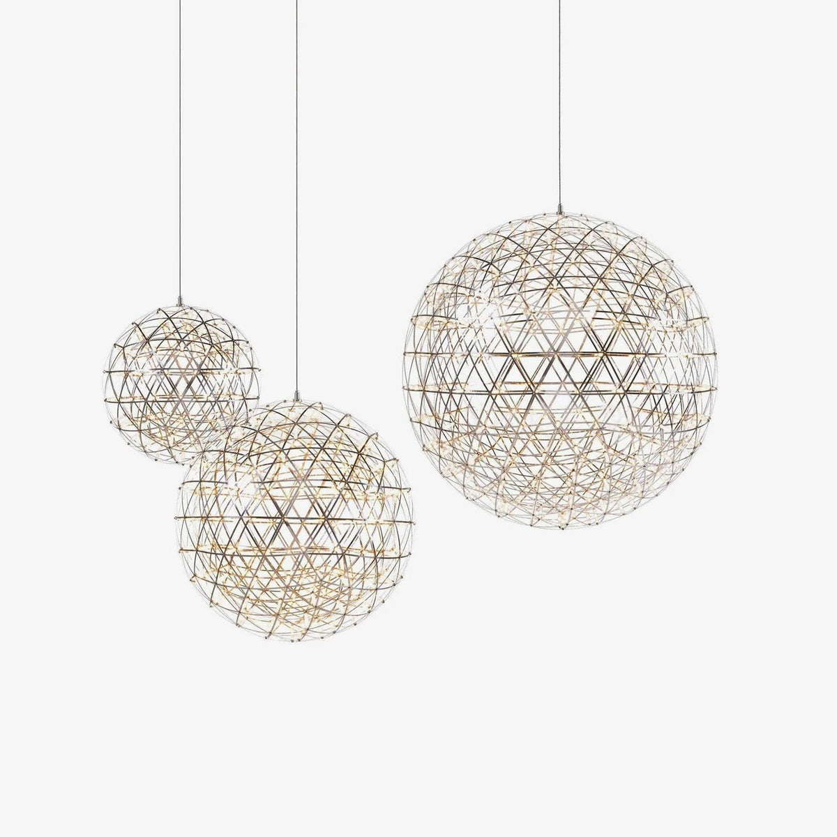 Lampadario moderno a sfera in acciaio inox con LED a 1 luce