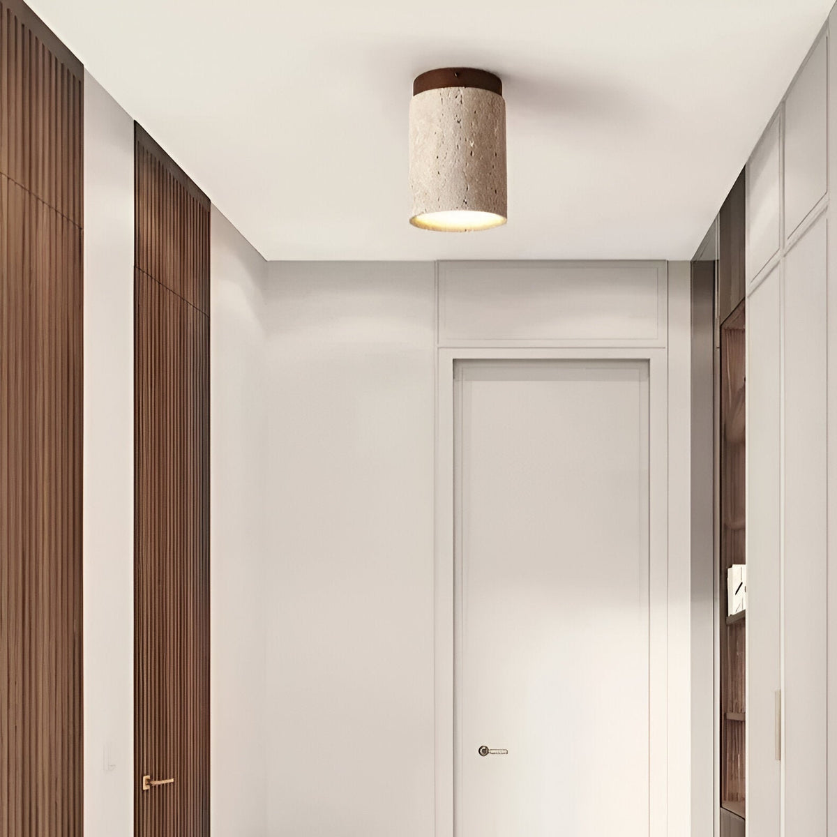 Eleganter Travertin-Zylinder LED-Deckenstrahler 1-flammig