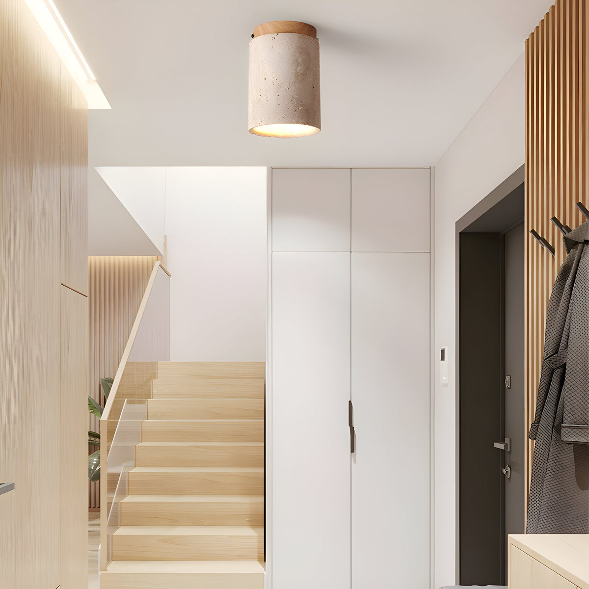 Eleganter Travertin-Zylinder LED-Deckenstrahler 1-flammig