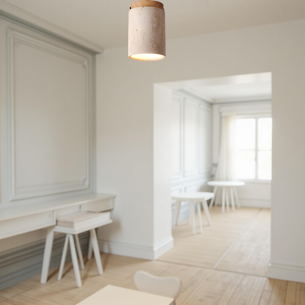 Eleganter Travertin-Zylinder LED-Deckenstrahler 1-flammig