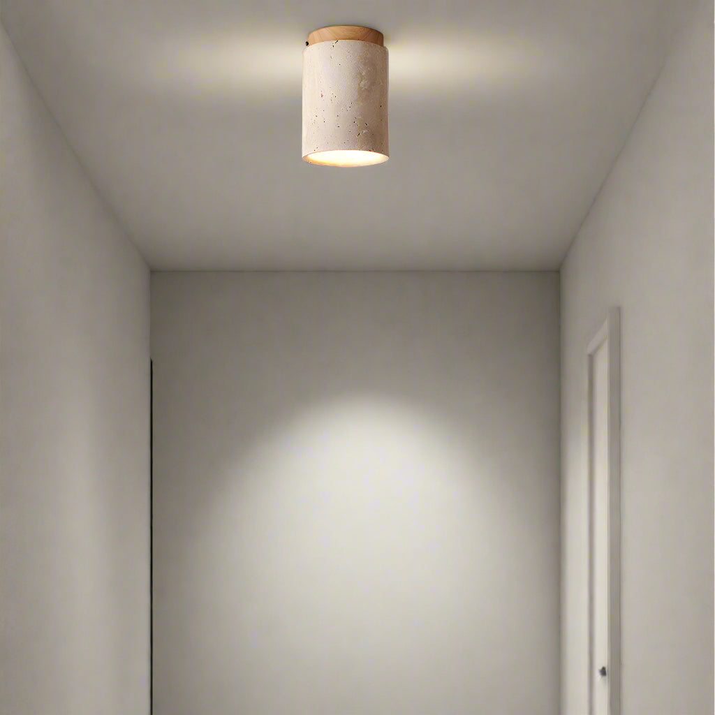 Eleganter Travertin-Zylinder LED-Deckenstrahler 1-flammig