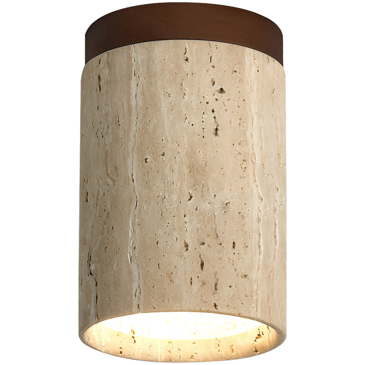 Foco de techo LED cilíndrico de travertino elegante de 1 luz