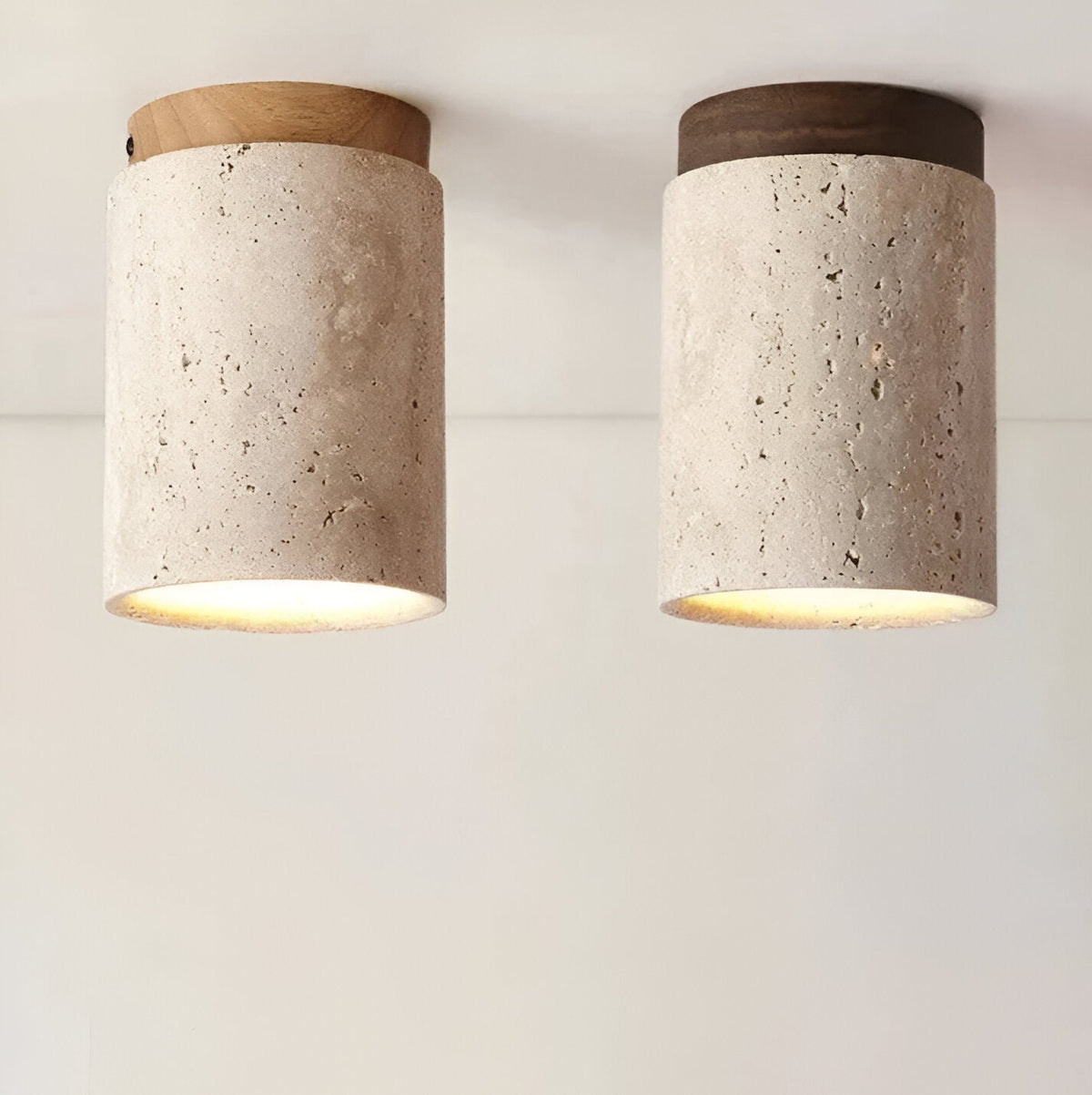 Eleganter Travertin-Zylinder LED-Deckenstrahler 1-flammig