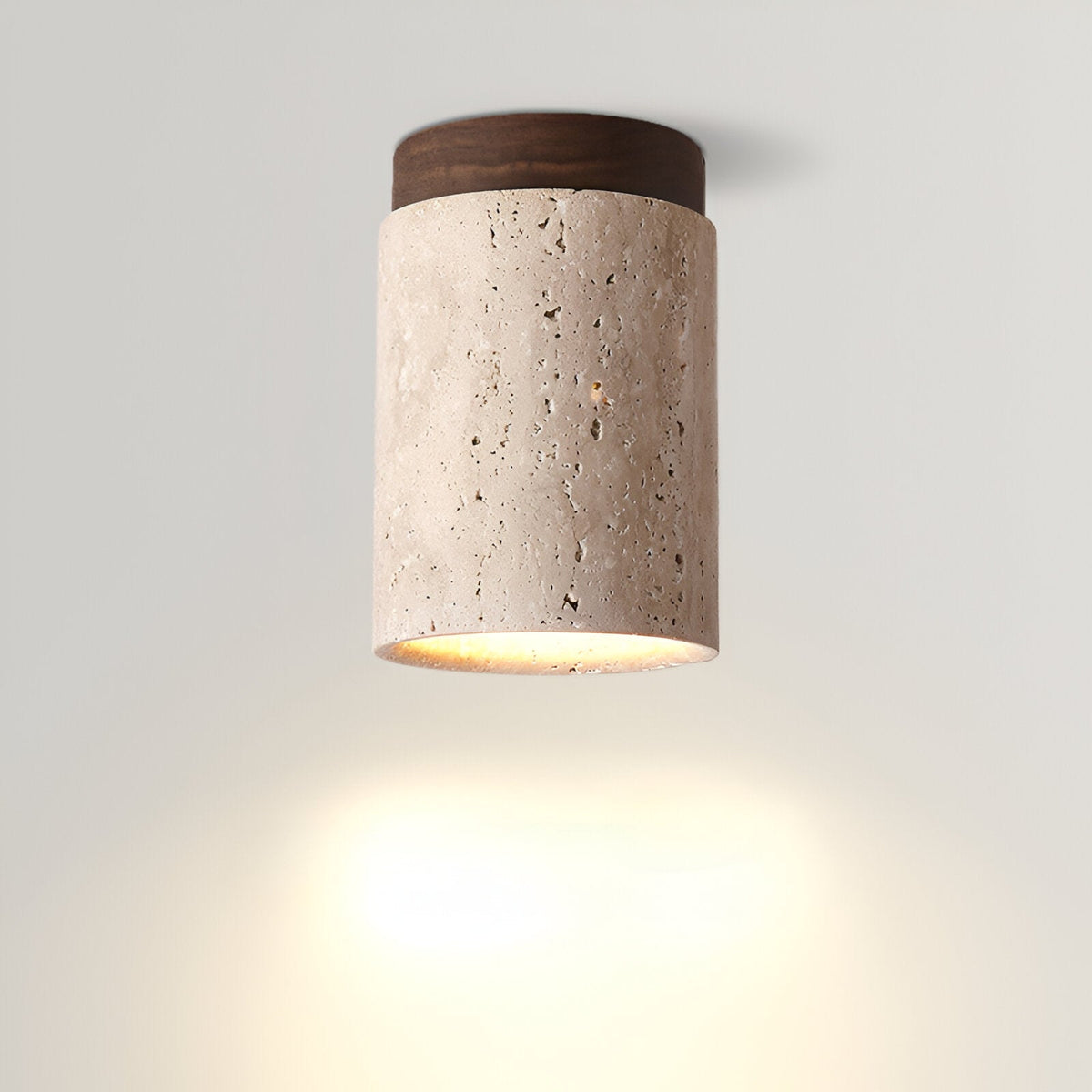 Eleganter Travertin-Zylinder LED-Deckenstrahler 1-flammig