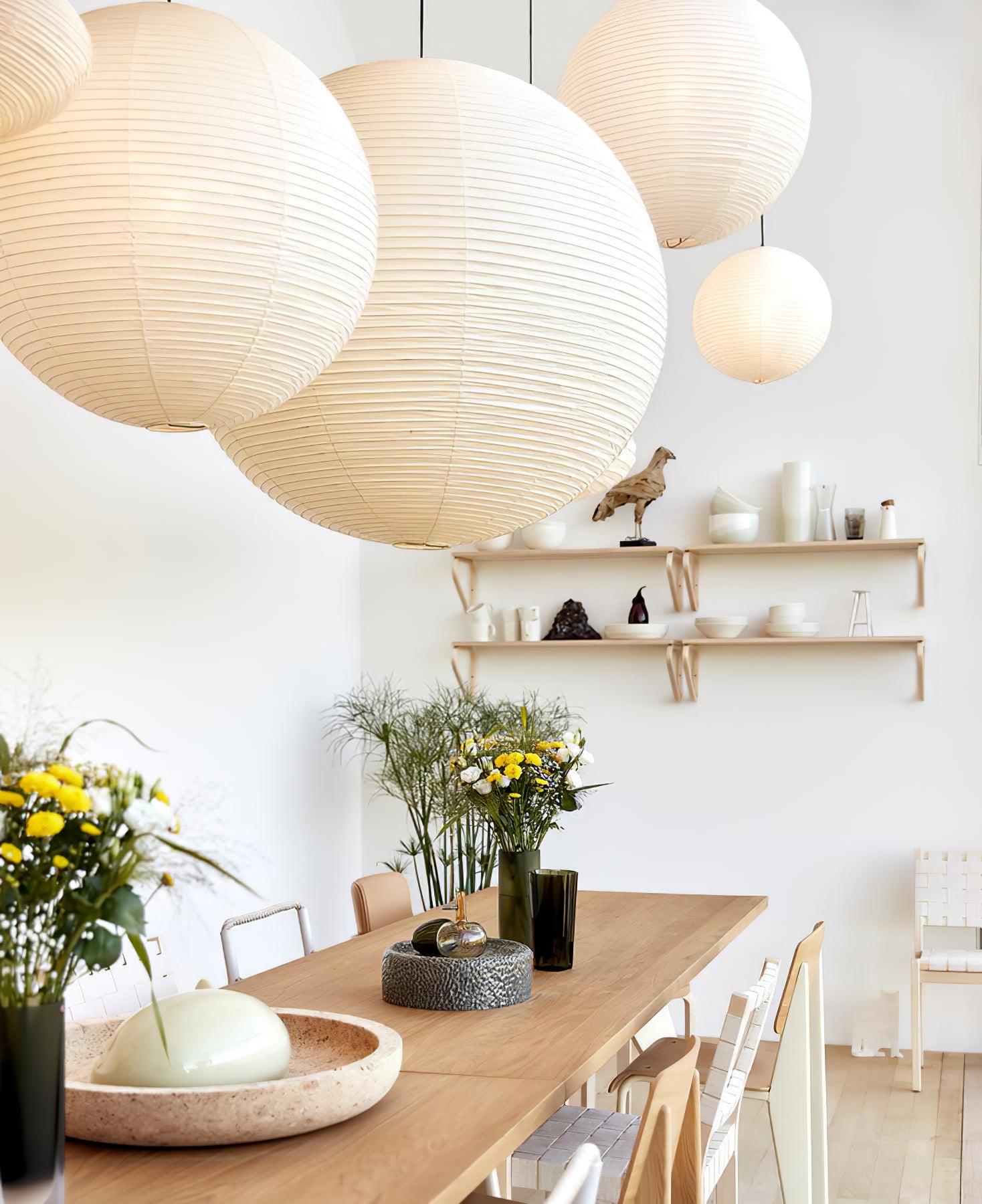 Lámpara colgante japonesa de globo de papel washi 1 luz