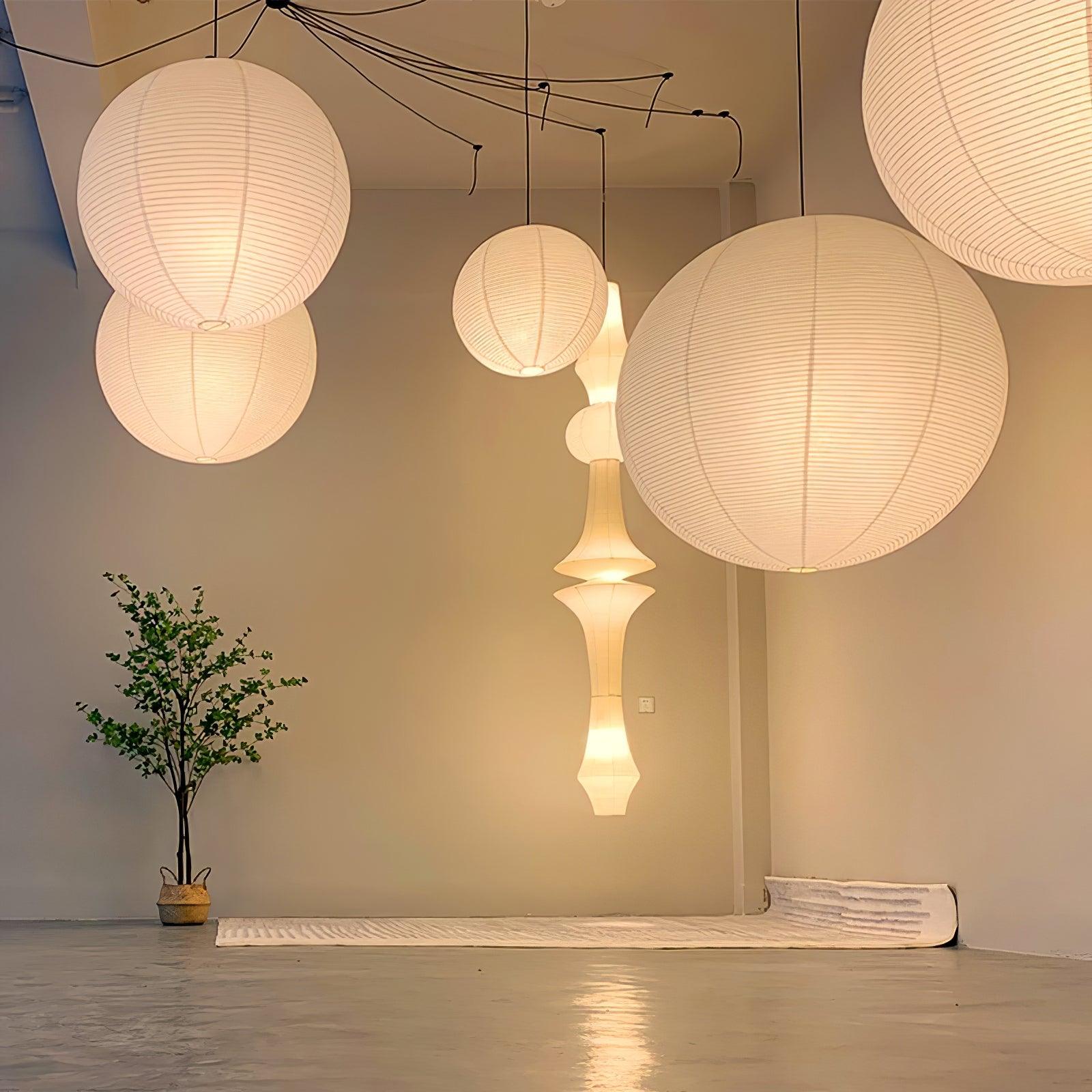 Lámpara colgante japonesa de globo de papel washi 1 luz
