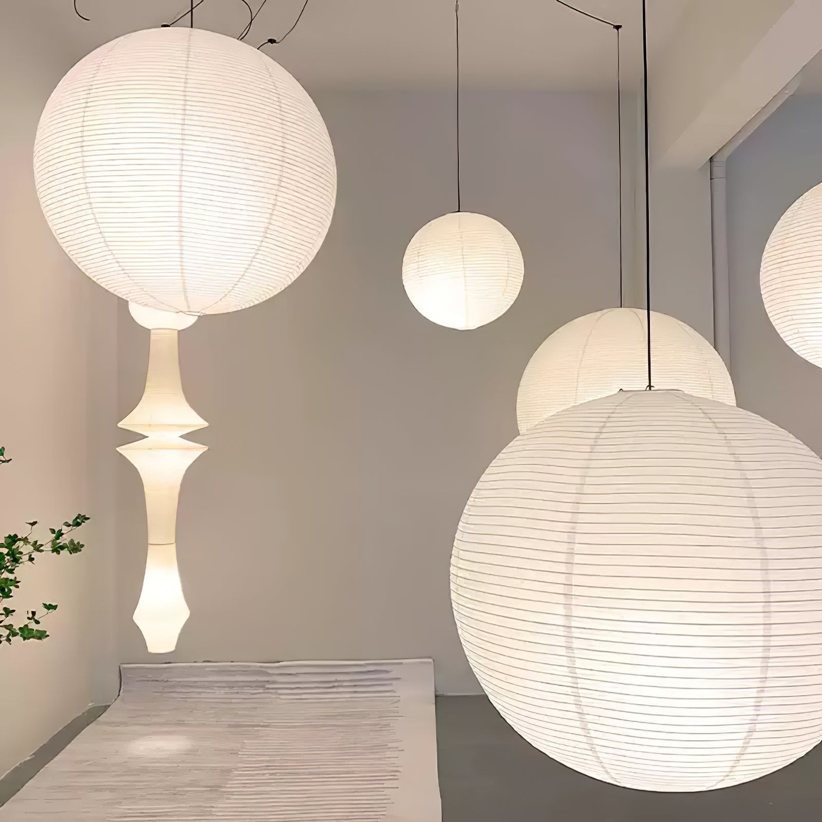 Lámpara colgante japonesa de globo de papel washi 1 luz