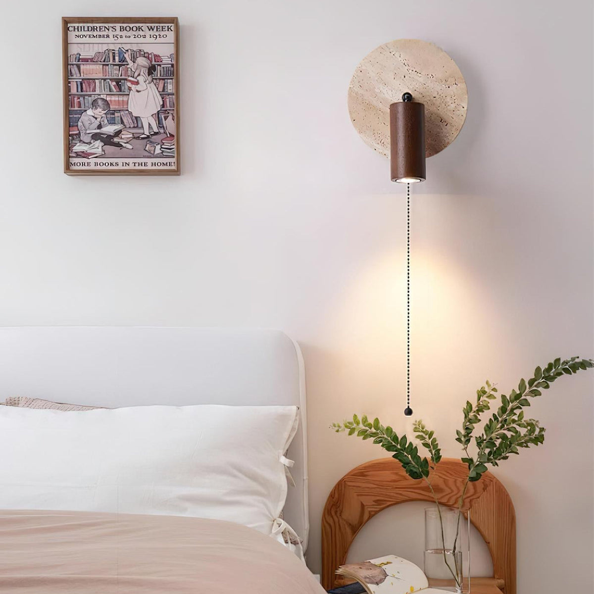 Aplique de pared giratorio de madera de travertino moderno LED de 1 luz