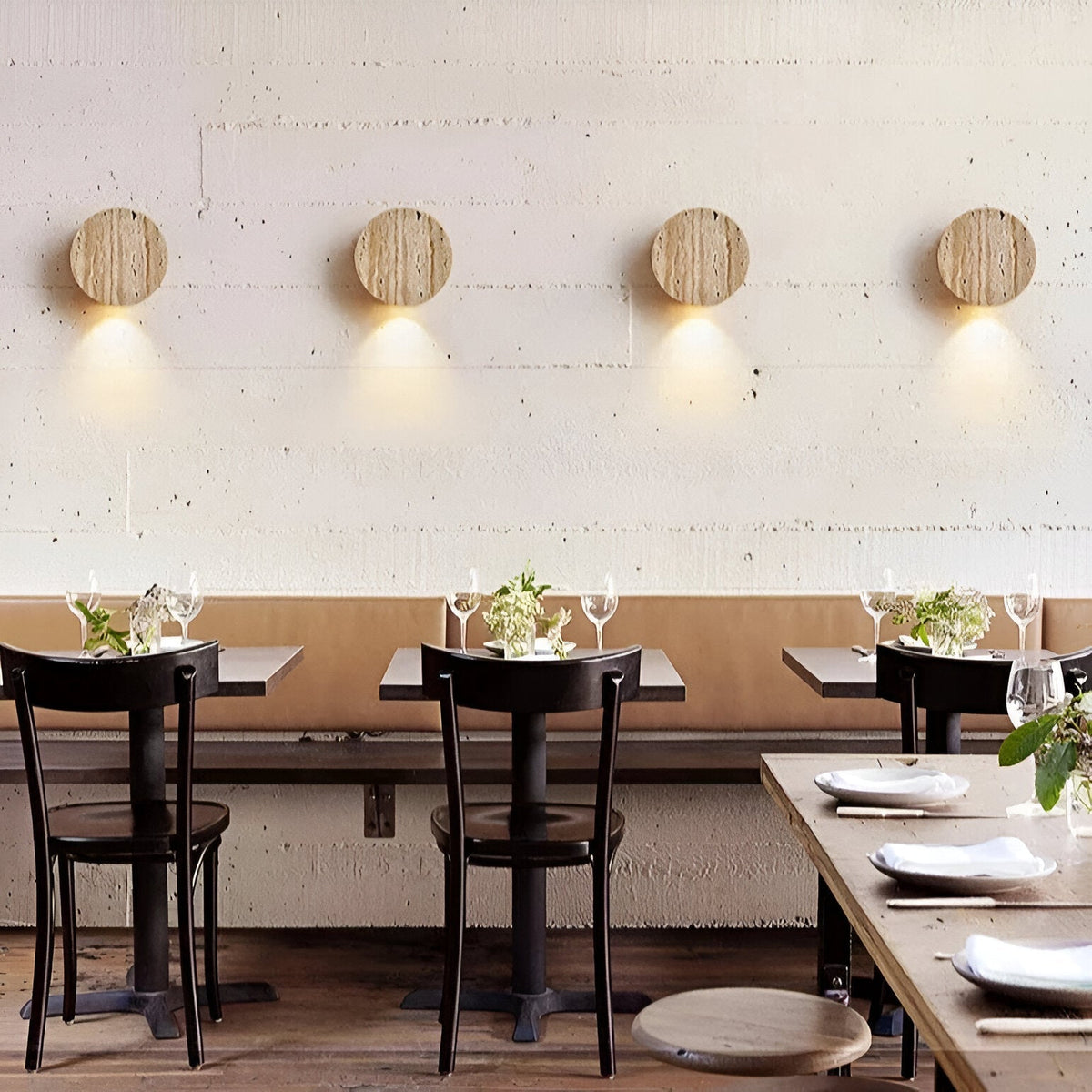 Japanische Wabi-Sabi Travertin Stein LED-Wandleuchte 1-flammig