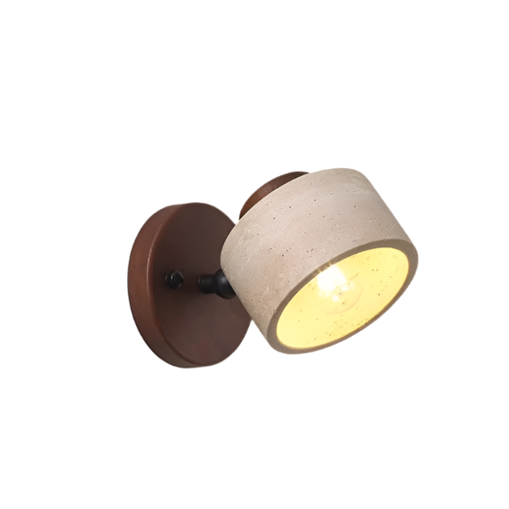 Minimalistische Travertijn Houten Cilinder Wandlamp LED 1-Licht