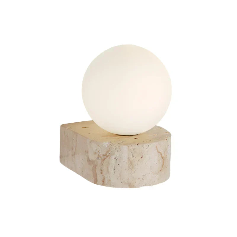 Applique da parete moderno con globo in travertino LED 1 luce