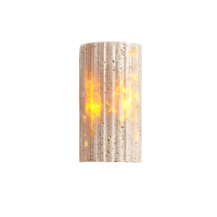 Lampada da parete esterna cilindrica in pietra di travertino moderna LED 1 luce