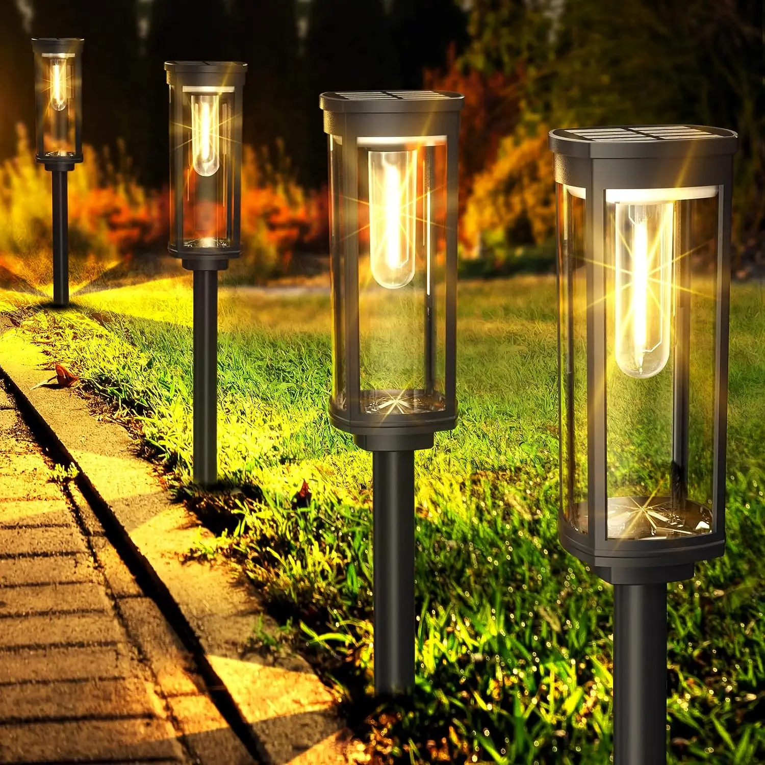 Moderne rechteckige Solar-Gartenlaterne, 1-flammig