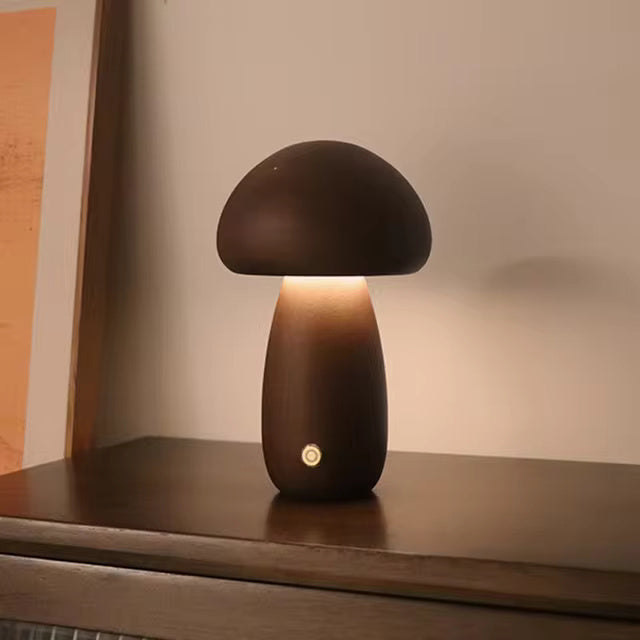 Moderne houten paddenstoel LED-tafellamp, 1-licht