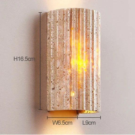 Luz de pared exterior cilíndrica moderna de piedra travertino LED de 1 luz