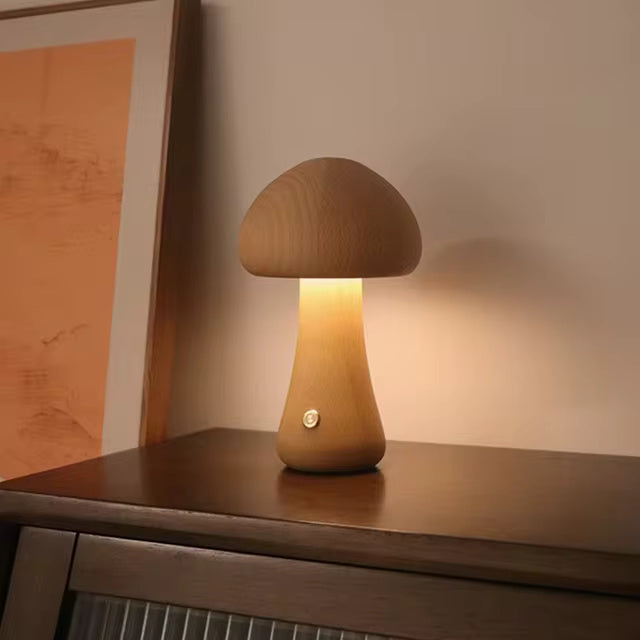 Moderne houten paddenstoel LED-tafellamp, 1-licht