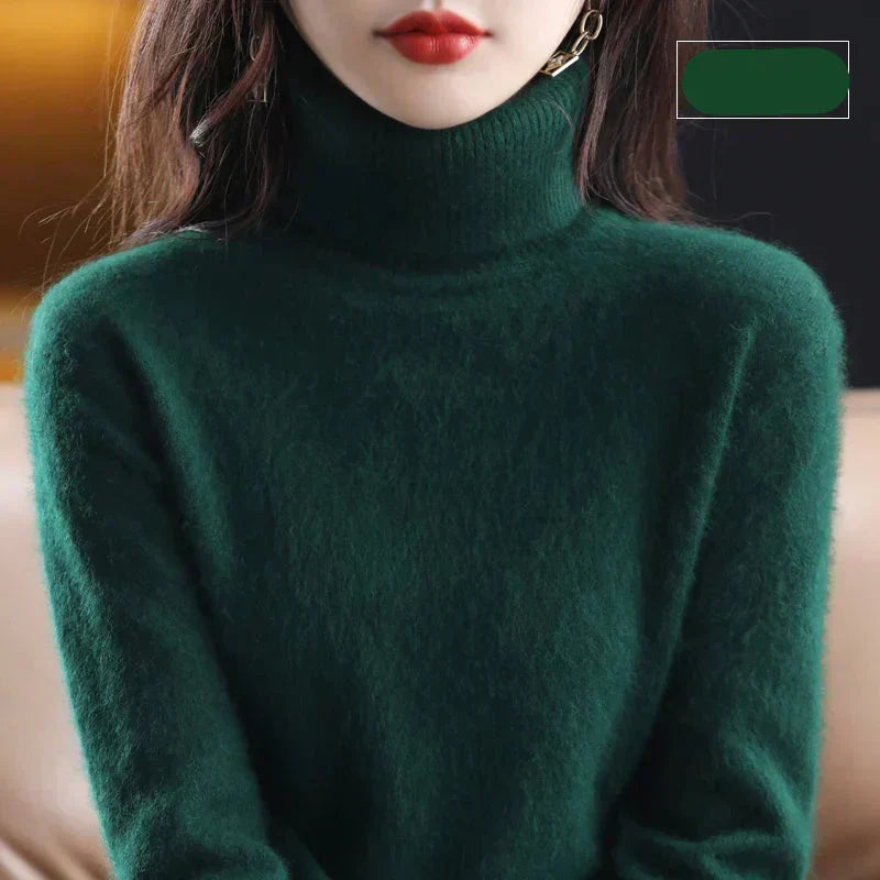 Nyorelle 100% Cashmere High-Neck Sweater for Fall and Winter