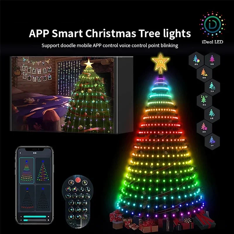 Smart RGB Christmas Tree Lights 400LED App Remote Control Indoor Outdoor Decor