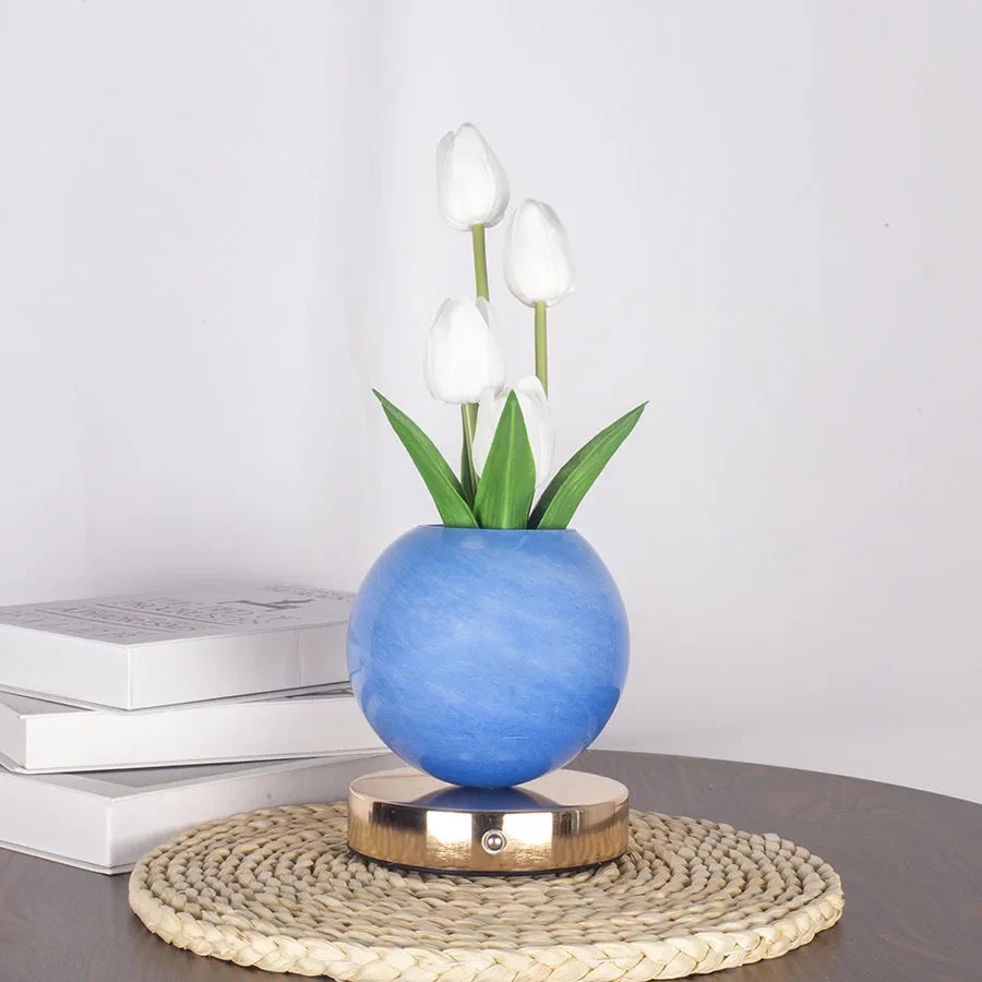 LED Tulipan Natlys Soveværelse Stemningsbordlampe Planet Buket Dekoration