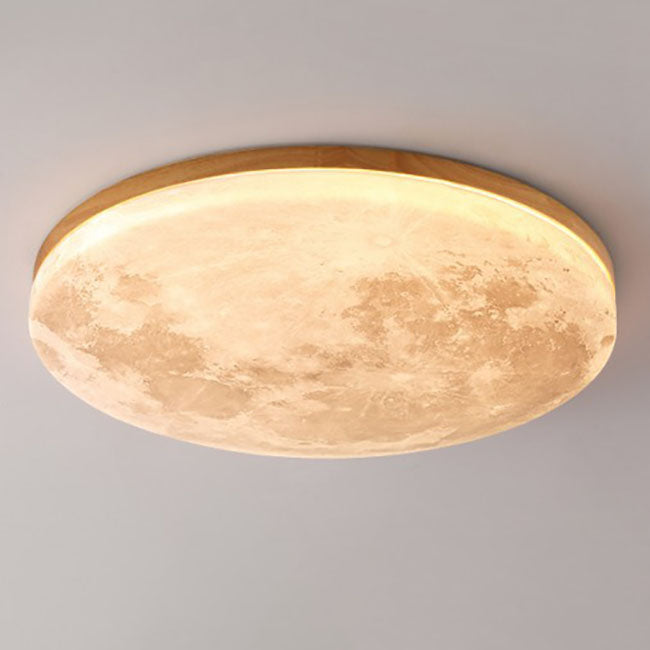 Nordische Holz- & PVC runde LED Deckenleuchte 1-flammig