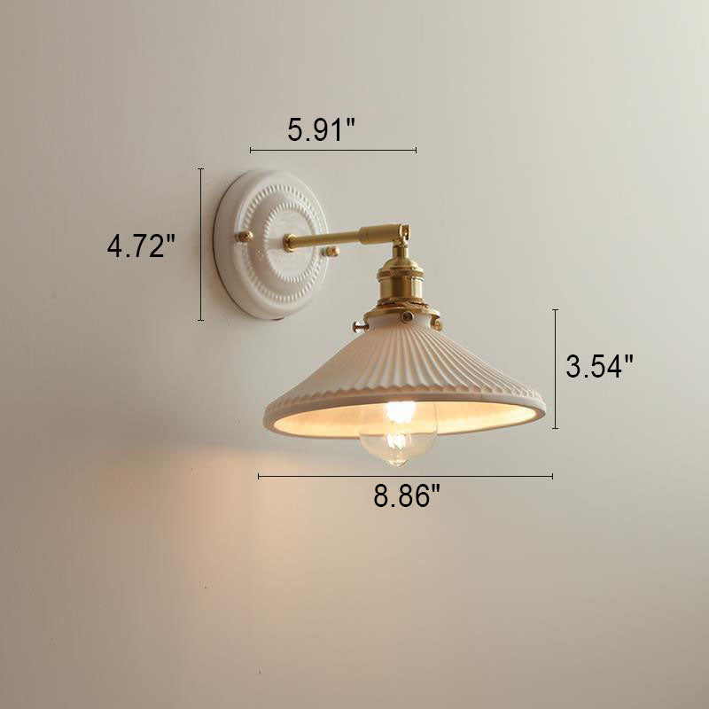 Vintage Japanse keramische messing 1-licht wandlamp