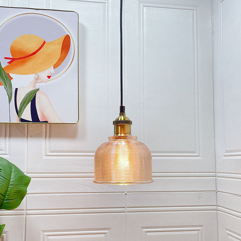 Lampadario vintage in vetro testurizzato a 1 luce