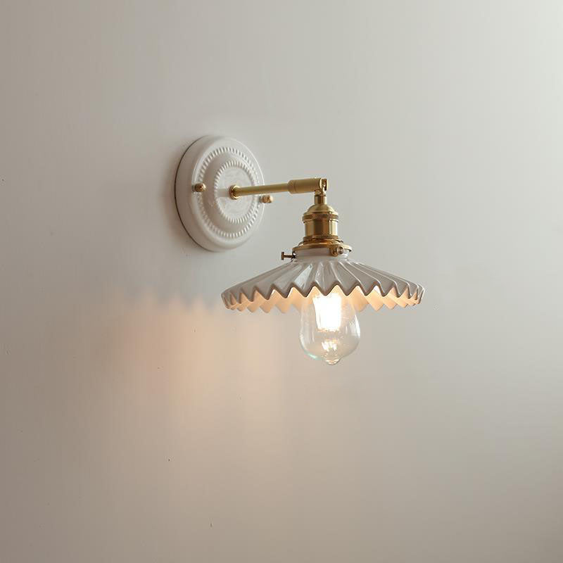 Vintage Japanse keramische messing 1-licht wandlamp