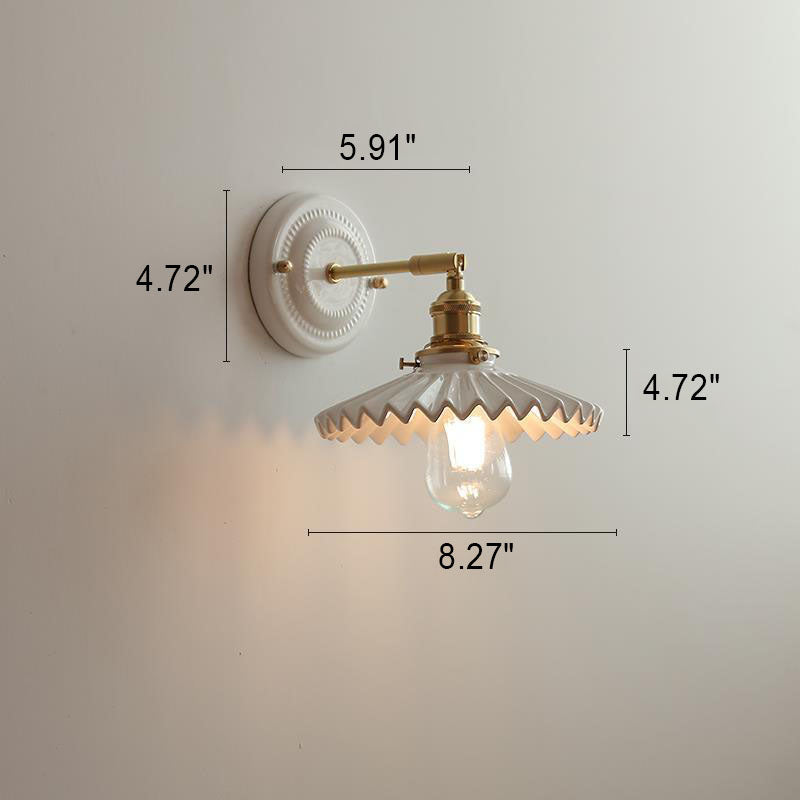 Vintage Japanse keramische messing 1-licht wandlamp