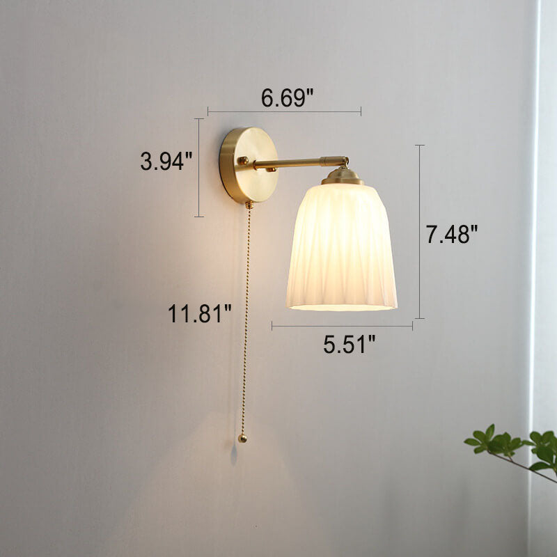 Nordic Brass Ribbed Glass 1-Light Wall Sconce