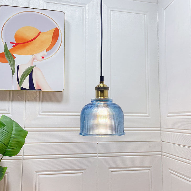 Lampadario vintage in vetro testurizzato a 1 luce