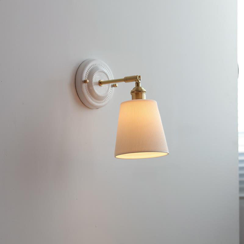 Vintage Japanse keramische messing 1-licht wandlamp