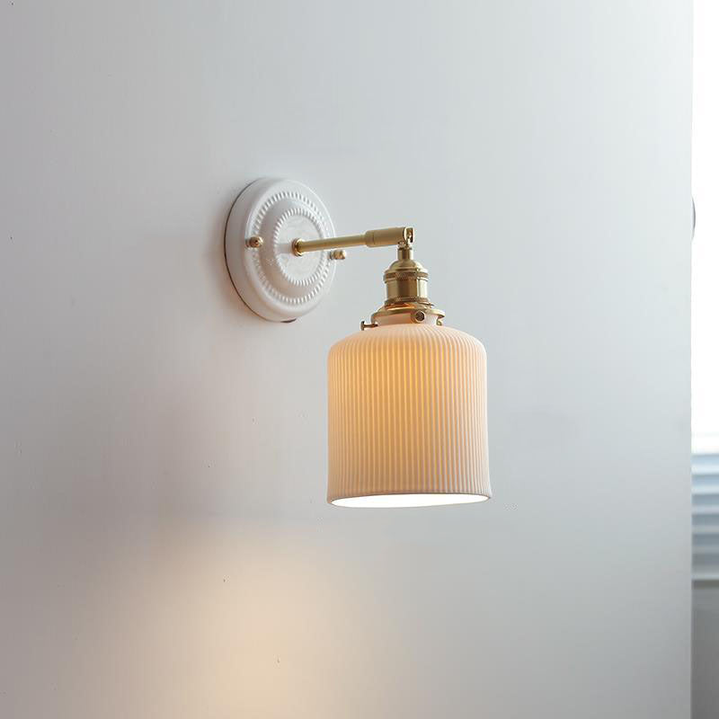 Vintage Japanse keramische messing 1-licht wandlamp