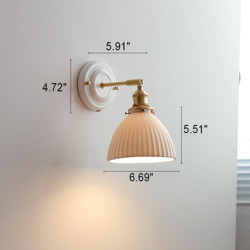Vintage Japanse keramische messing 1-licht wandlamp