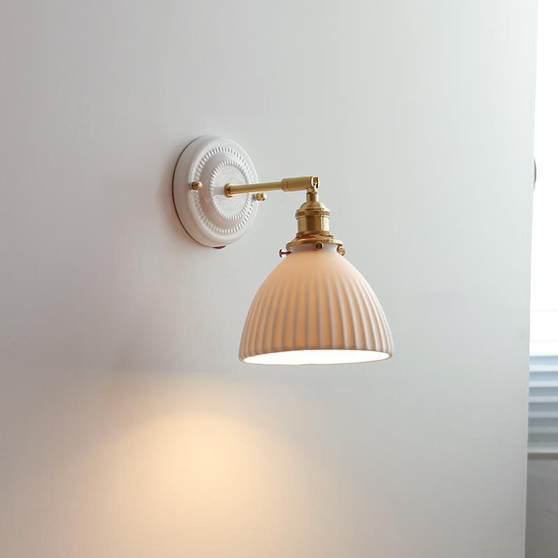 Vintage Japanse keramische messing 1-licht wandlamp
