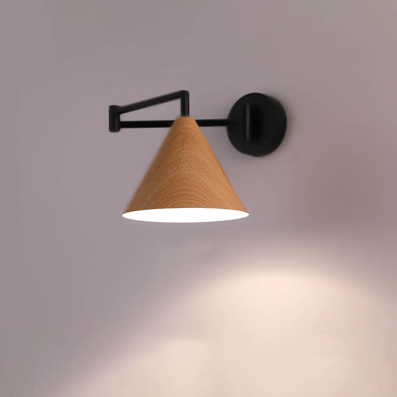 Nordische Holz Kegel 1-flammige Schwenkarm Wandleuchte